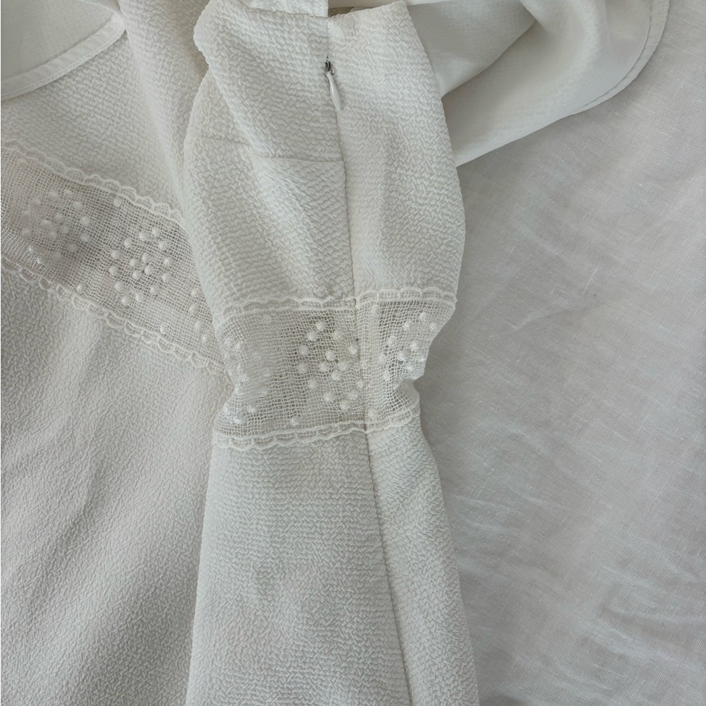 Sandro Embroidered White Mini Dress, US 6 - Picture 9 of 10